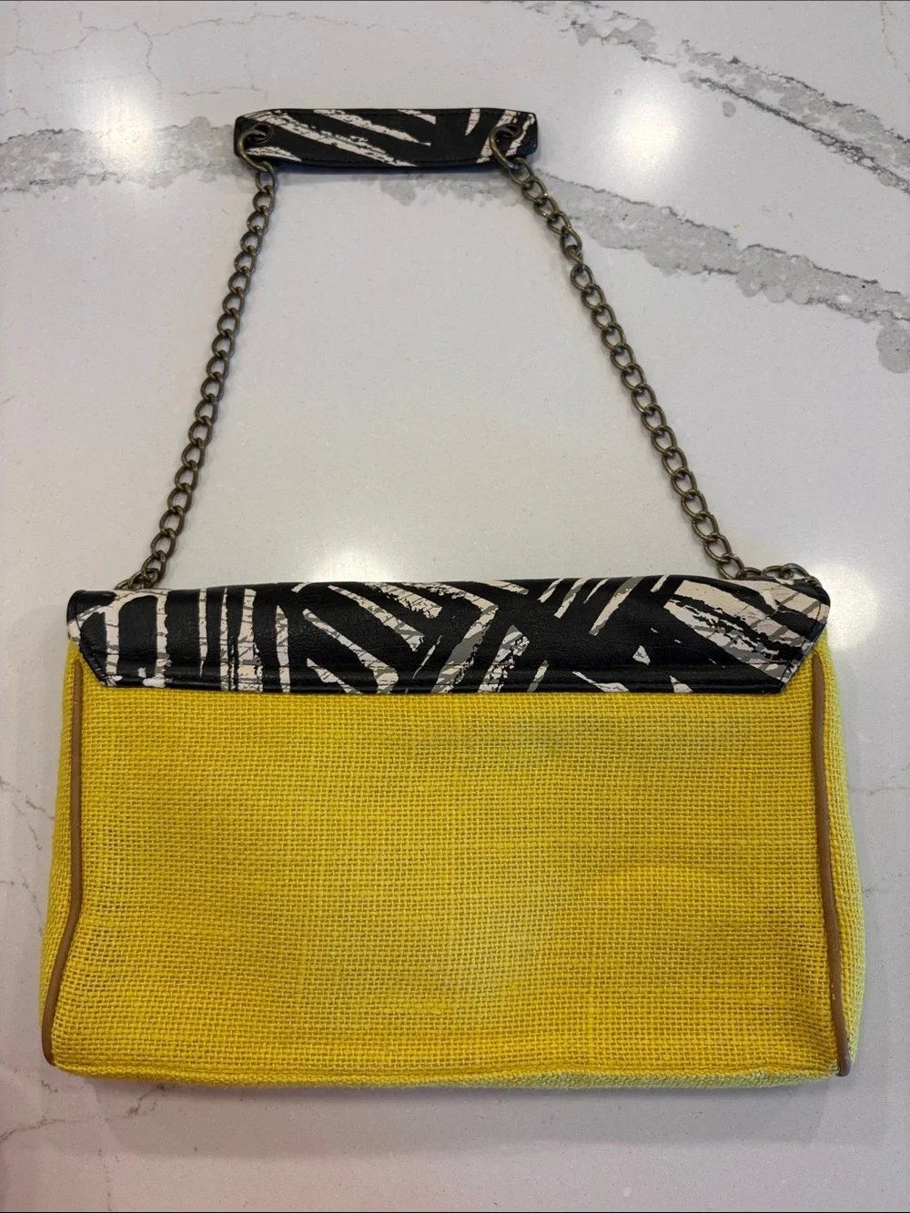 Mossimo Supply Co. Yellow Woven Clutch with Black & White Patterned Flap